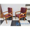 Image 2 : Wood & Vinyl Arm Chairs - BID PRICE IS PER CHAIR, TIMES 2