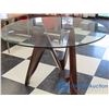 Image 2 : Glass Table w/Wooden Stand