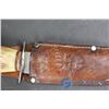 Image 2 : Vintage Bone Handled Knife w/5" Blade & Leather Sheath