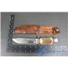 Image 4 : Vintage Bone Handled Knife w/5" Blade & Leather Sheath