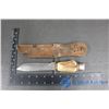 Image 5 : Vintage Bone Handled Knife w/5" Blade & Leather Sheath