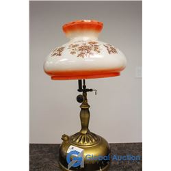 Coleman Gas Lantern & Floral Pattern Glass Shade