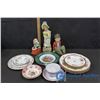 Image 1 : Assorted China Plates & Bowls, 2 Ceramic Figures