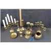 Image 1 : Assorted Brass Candle Holders, Candelebras, & Etched Brass