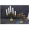 Image 2 : Assorted Brass Candle Holders, Candelebras, & Etched Brass
