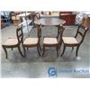 Image 2 : 42" Round Wooden Table & 4 Wooden/Fabric Kitchen Chairs