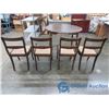 Image 3 : 42" Round Wooden Table & 4 Wooden/Fabric Kitchen Chairs