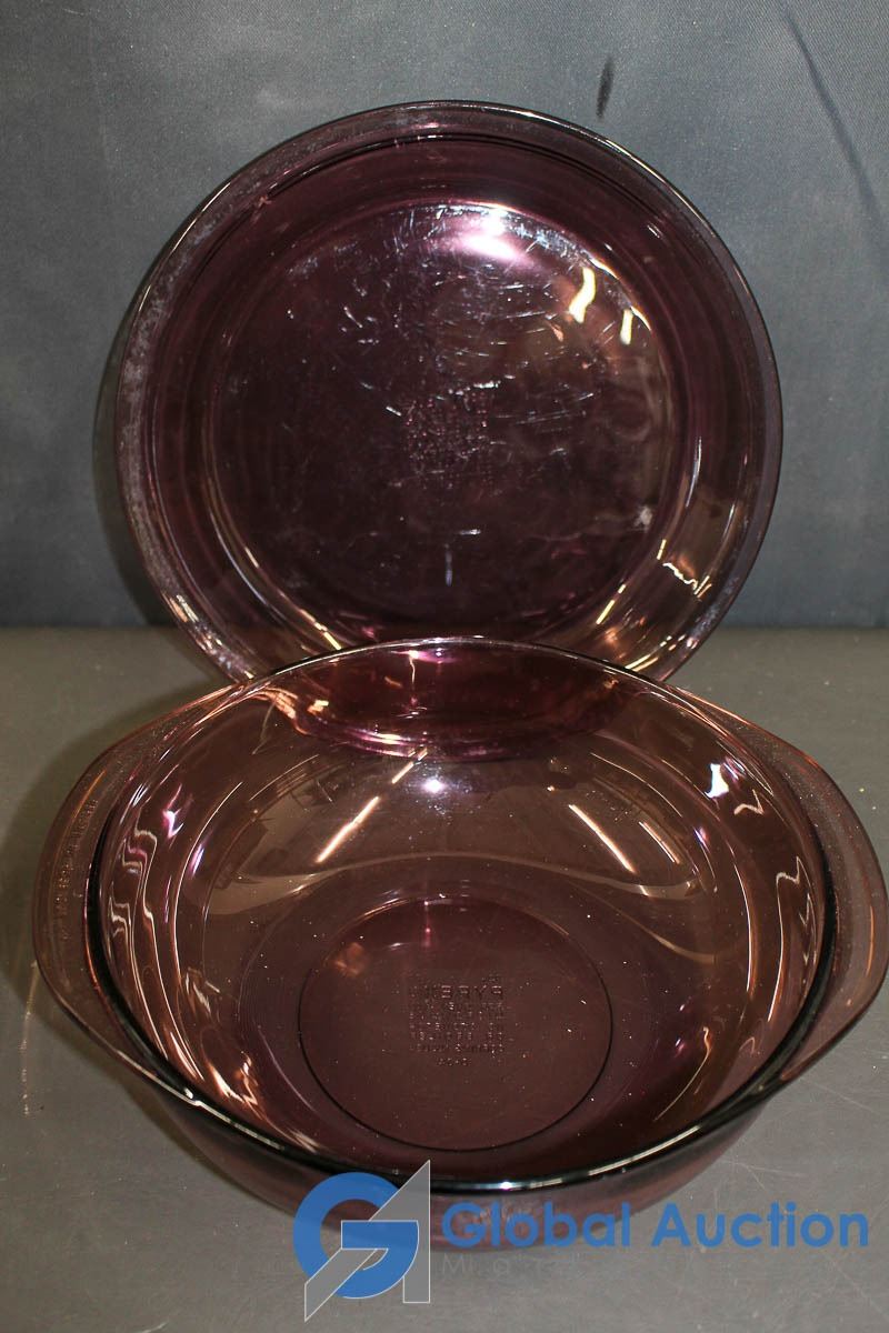 (5) Purple Glass Pyrex BakeWare
