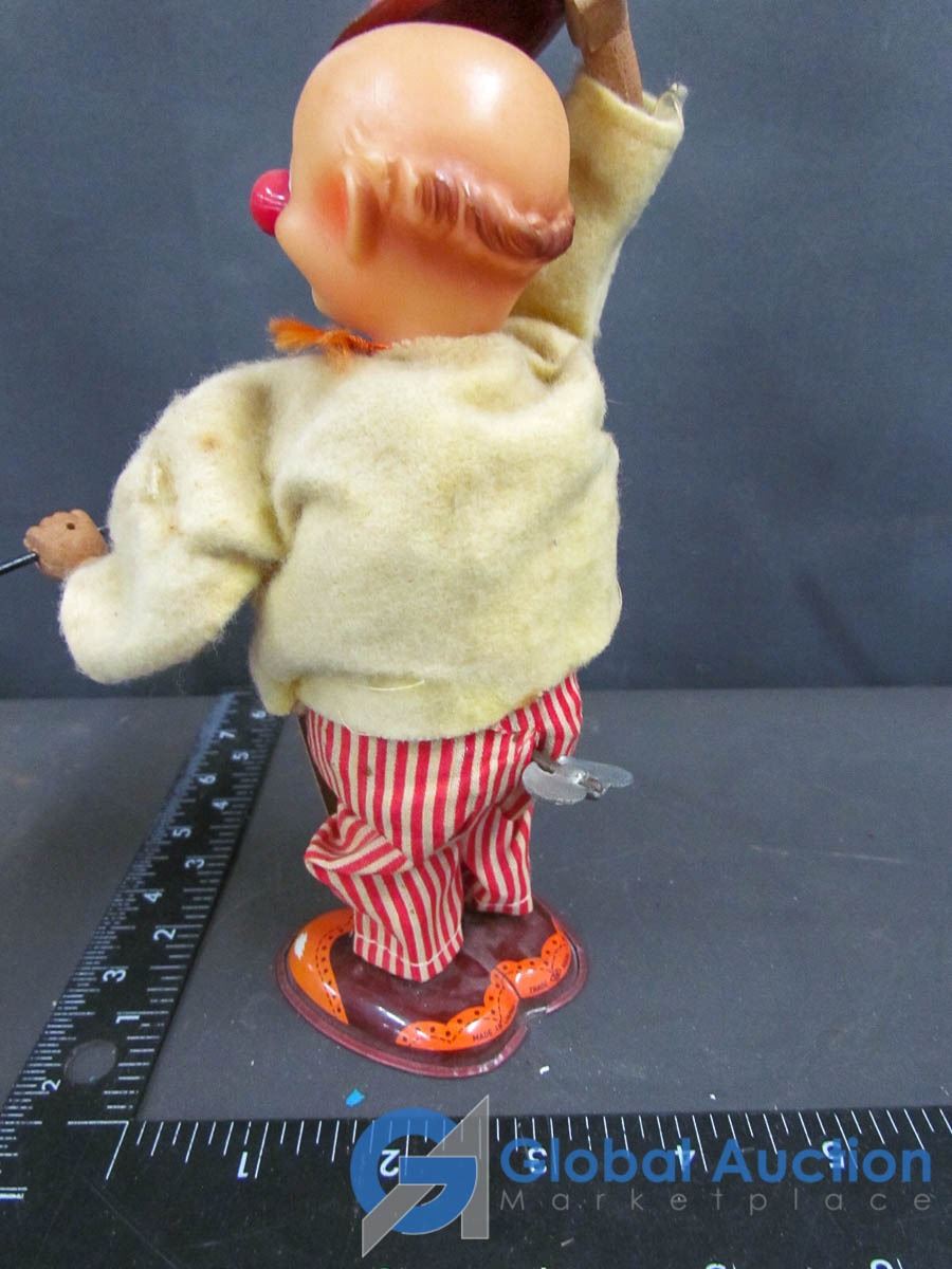 Vintage Wind Up Tin Clown Toy