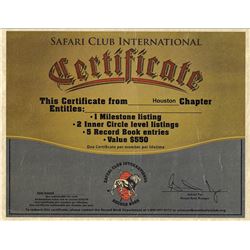 SCI “Milestone” Listing Certificate