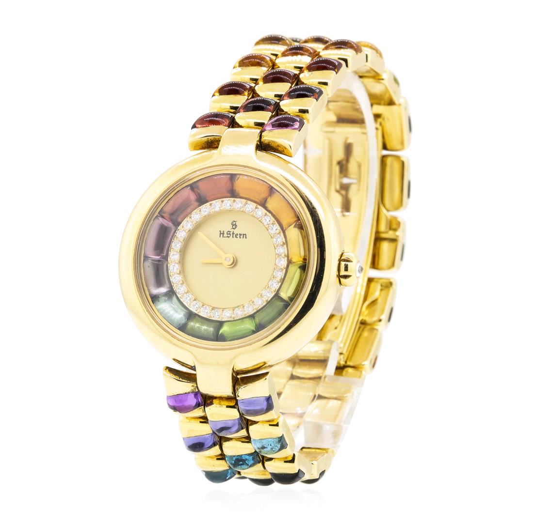 H. Stern 18KT Yellow Gold Lady's Custom Rainbow Gemstone Wristwatch