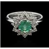 Image 2 : 1.30 ctw Emerald and Diamond Ring - 14KT White Gold