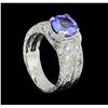 Image 4 : 2.50 ctw Tanzanite And Diamond Ring And Attached Band - Platinum