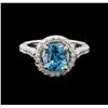 Image 2 : 3.16 ctw Blue Zircon and Diamond Ring - 14KT White Gold