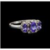 Image 1 : 14KT White Gold 0.99 ctw Tanzanite and Tanzanite Ring