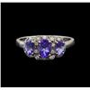 Image 2 : 14KT White Gold 0.99 ctw Tanzanite and Tanzanite Ring