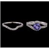 Image 2 : 1.27 ctw Tanzanite and Diamond Ring Set - 14KT White Gold