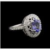 Image 1 : 2.10 ctw Tanzanite and Diamond Ring - 14KT White Gold