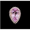 Image 2 : 26.32 ctw Kunzite and Diamond Ring - 14KT Rose Gold