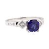 Image 1 : 1.00 ctw Sapphire and Diamond Ring - Platinum