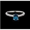 Image 2 : 1.22 ctw Blue Zircon and Diamond Ring - 18KT White Gold