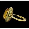 Image 3 : 5.05 ctw Citrine Quartz, Tsavorite, and Diamond Ring - 14KT Yellow  Gold