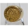 Image 1 : 1926 $2.50 INDIAN GOLD AU IN A 14K RING