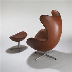 Arne Jacobsen  Egg chair and ottoman  Fritz Hanse