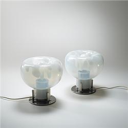 Italian  table lamps, pair  Italy, 1970s  glass,