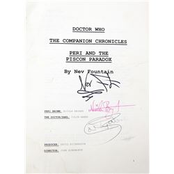 Doctor Who - The Companion Chronicles, Peri and The Piscon Paradox Script by Nev Fountain, signed on