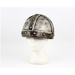 Props - Barbarian helmet used in Robin Hood and The Three Stooges, together with two armoured helmet