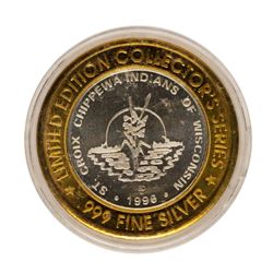 .999 Fine Silver St. Croix Chippewa Indians $10 Limited Edition Gaming Token