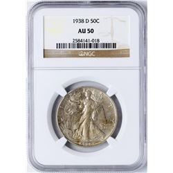 1938-D Walking Liberty Half Dollar Coin NGC AU50