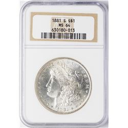 1881-S $1 Morgan Silver Dollar Coin NGC MS64