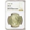Image 1 : 1925 $1 Peace Silver Dollar Coin NGC MS65