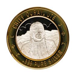 .999 Silver Chief Ouray, UTE $10 Casino Limited Native American Series Gaming To