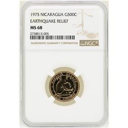 1975 Nicaragua 500 Cordobas Gold Coin NGC MS68