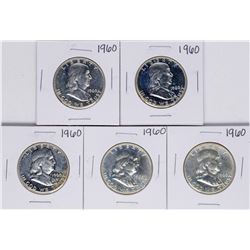 Lot of (5) 1960 Proof Franklin Half Dollar Coins