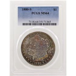 1880-S $1 Morgan Silver Dollar Coin PCGS MS64 Amazing Toning