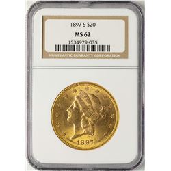 1897-S $20 Liberty Head Double Eagle Gold Coin NGC MS62
