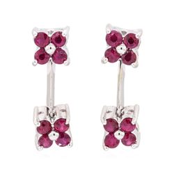14KT White Gold 0.80 ctw Ruby Dangle Earrings
