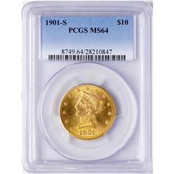 1901-S $10 Liberty Head Eagle Gold Coin PCGS MS64
