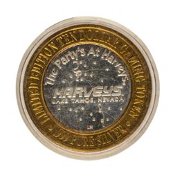 .999 Fine Silver Harveys Lake Tahoe, Nevada $10 Limited Edition Gaming Token