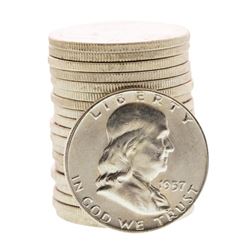 Roll of (20) Brilliant Uncirculated 1957-D Franklin Half Dollar Coins