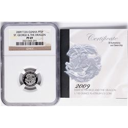 2009 T.DA Cunha 5 Pounds 1/10 oz St. George & Dragon Platinum Coin NGC PF69