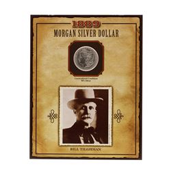 1889 $1 Morgan Silver Dollar Coin with Bill Tilghman Stamp