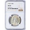 Image 1 : 1942-D Walking Liberty Half Dollar Coin NGC MS65