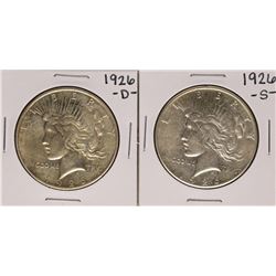 Lot of 1926-D & 1926-S $1 Peace Silver Dollar Coins