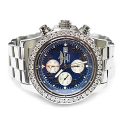 Breitling Mens Super Avenger Stainless Steel 48mm Blue Arabic Dial Watch