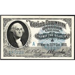 1893 World's Columbian Exposition Ticket Washington